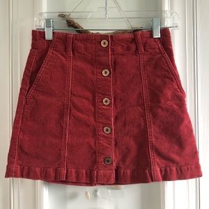 Pink/red corduroy mini skirt